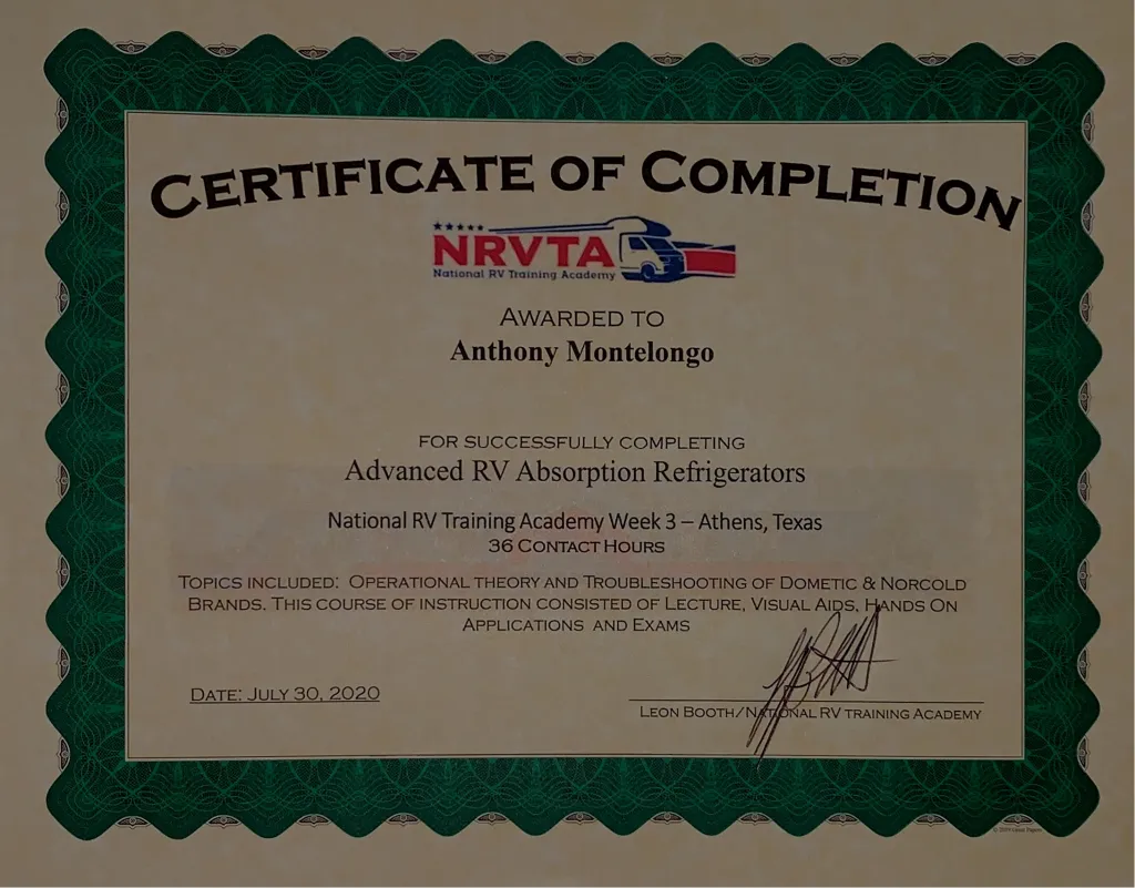 NRVTA Advanced RV Absorption Refrigerators