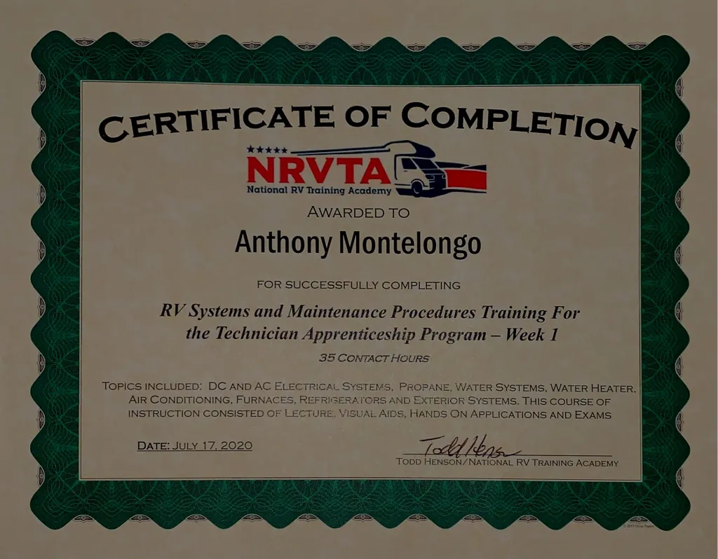 NRVTA RV Systems and Maintenance