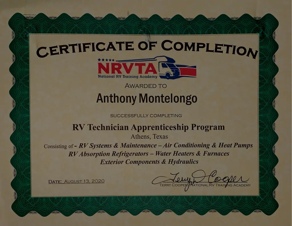 NRVTA RV Technician Apprenticeship