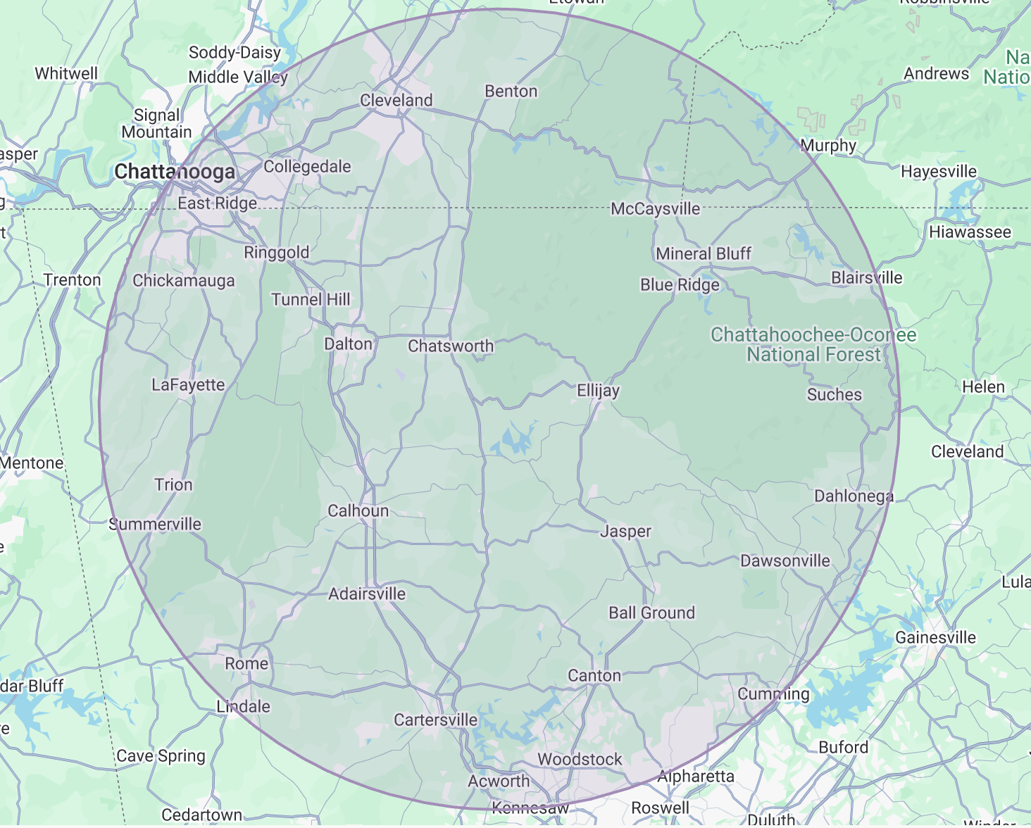 contact service area map